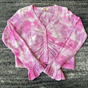 LOVE SHACK FANCY Aldridge Tie-Dye Pointelle Cardigan